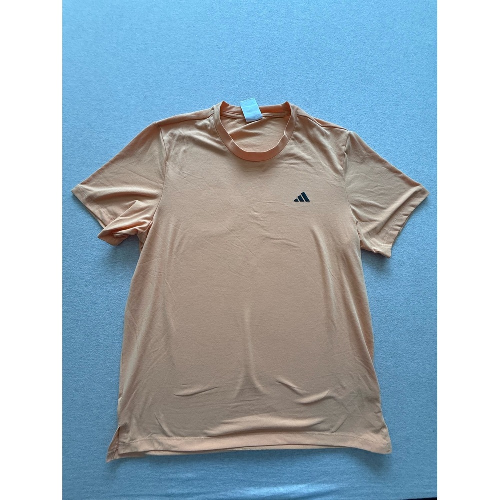 Adidas Mens Short Sleeve Performance T-Shirt Peach Orange Size Medium Logo Tee